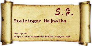 Steininger Hajnalka névjegykártya